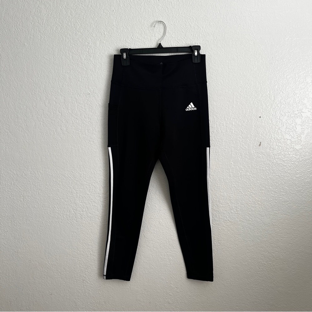 Adidas Kids Black Leggings with White Stripes